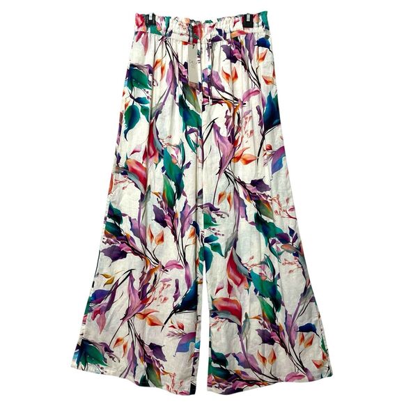 Calia NWT Cover Up Pants Small Unbleached Linen High Rise Wide Leg Beach - Picture 2 of 12